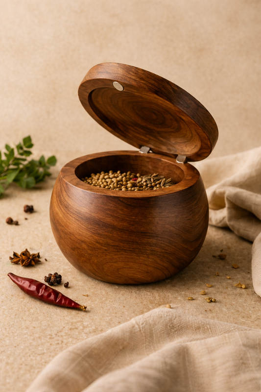 Handcrafted Wooden Spice Jar with Magnet Closure