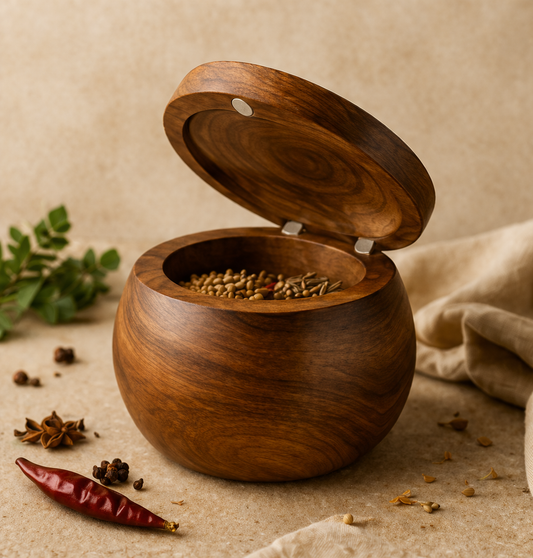 Handcrafted Wooden Spice Jar with Magnet Closure