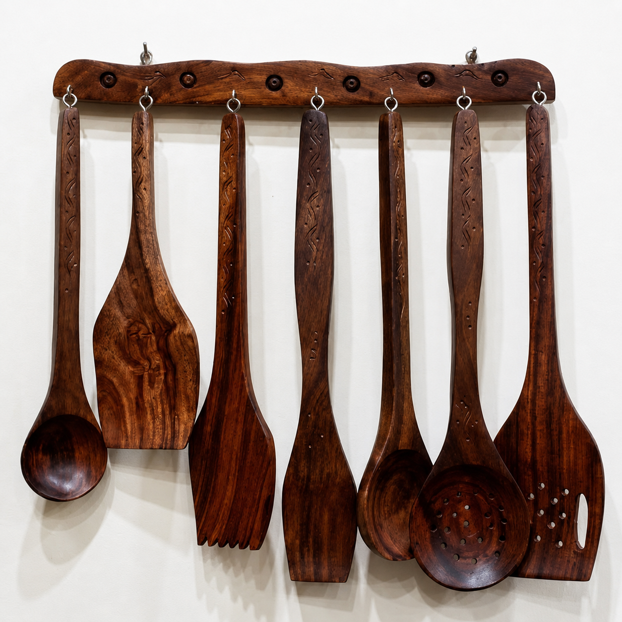 Kitchen Utensils Set, Wooden Cooking Utensil Set of 7