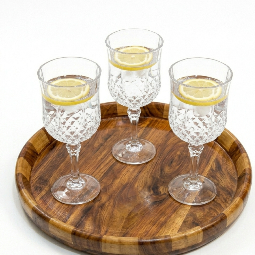 Tukri Wooden Plate Set (3 Pcs) – Handcrafted Wooden Dinner Plates for Serving & Dining