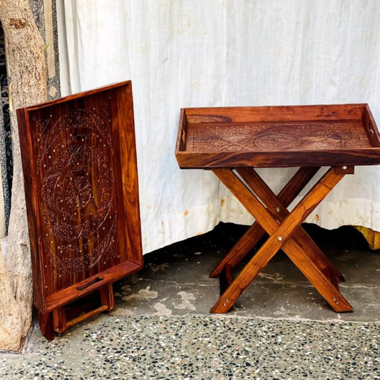 Hand-Carved Wooden Table – Premium Solid Wood with Elegant Craftsmanship