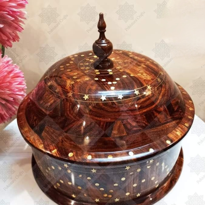 Turkish style wooden hotpot with steel plate antique brass work