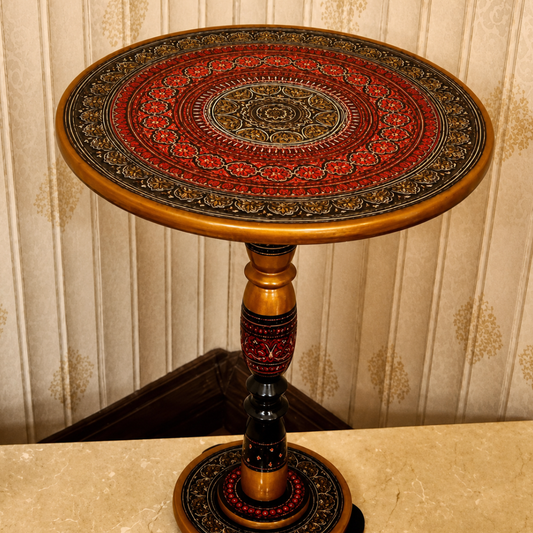 Handcrafted Naqshi Art Accent Table – Decorative Wooden Side Table