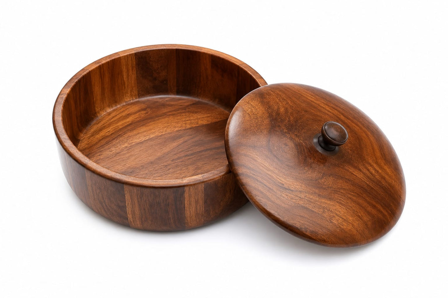 Deal 5 – Premium Wooden Hotpot (Without Steel Bowl) with Chakla Balan, Spoon Stand & 8-Piece Wooden Spoon Set