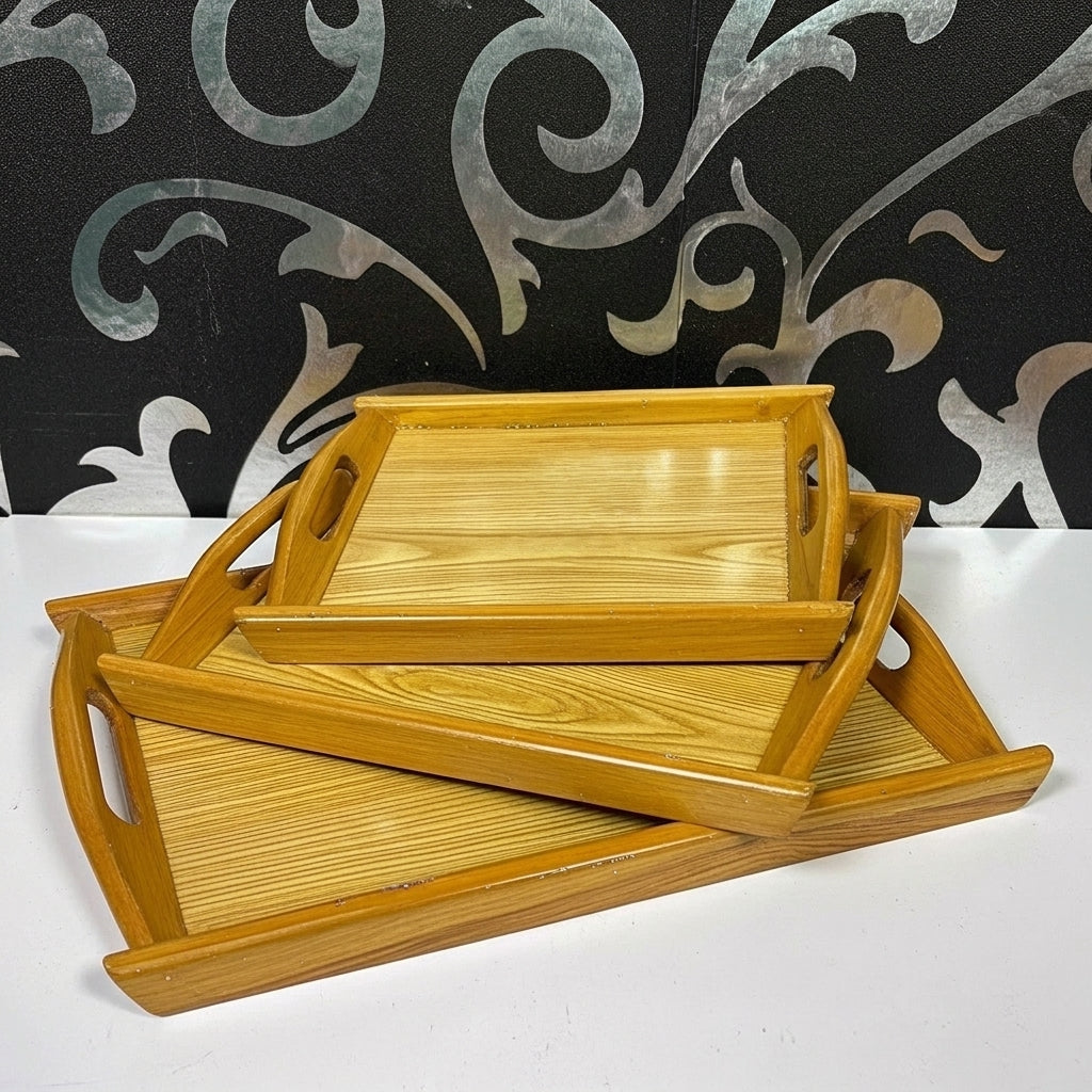 Wooden Tray Set  Affordable Wooden Serving Tray Set for Daily Home Use